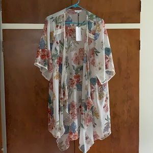 Emory Park Landy Crochet Trim Kimono, Size L